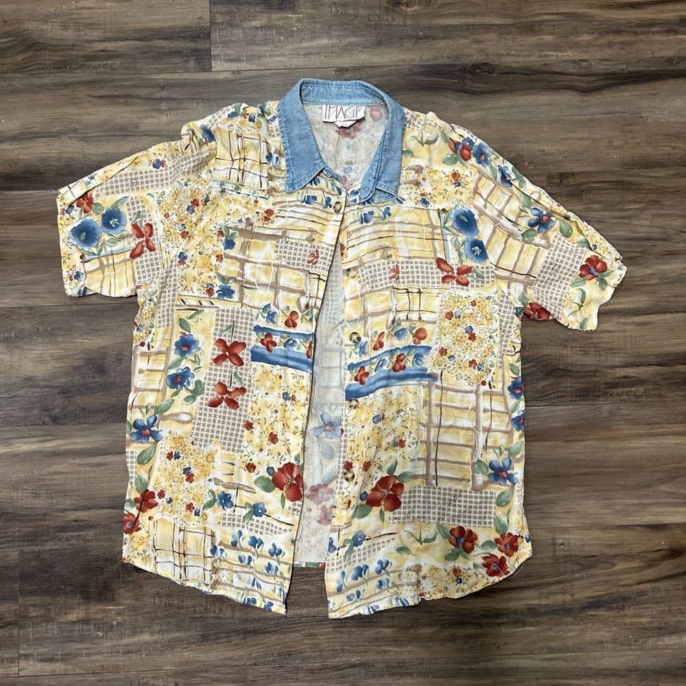 Denim Collar Floral Shirt by Image